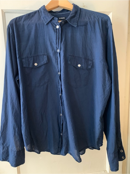 J. Crew Tops - J.Crew Western Shirt in Indigo Cotton Voile